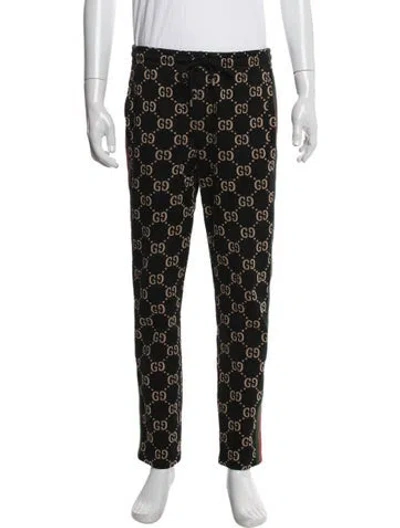 Pre-owned Gucci Gg Logo Grosgrain Trim Pajama Bottoms In Black