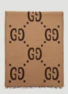 Gucci Gg Logo Jacquard Scarf In Brown