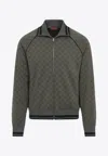 Gucci Mens New Forest Green Monogram-print Striped-trims Woven Jacket Xl In Green