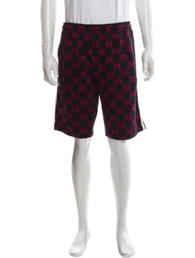 Pre-owned Gucci Gg Logo Jogger Shorts In Blue