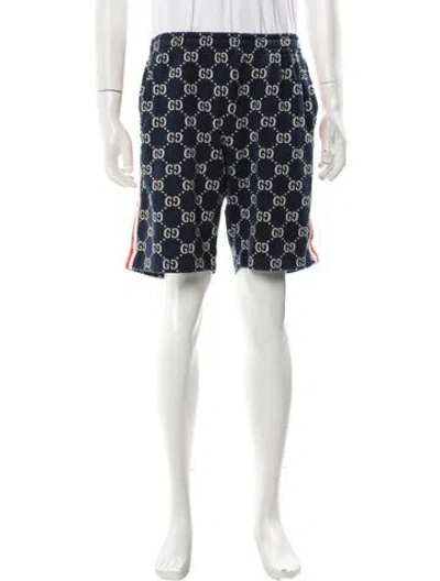 Pre-owned Gucci Gg Logo Jogger Shorts In Blue