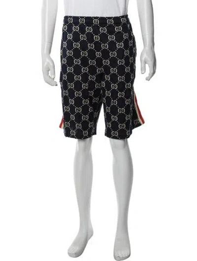 Pre-owned Gucci Gg Logo Jogger Shorts In Blue