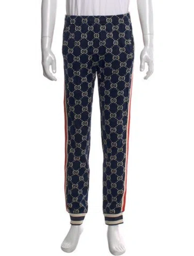 Pre-owned Gucci Gg Logo Joggers In Blue