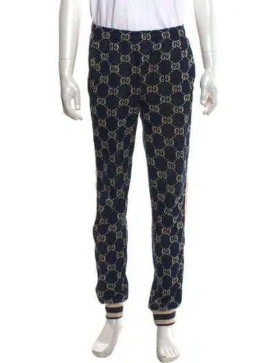 Pre-owned Gucci Gg Logo Joggers In Blue/neutrals/red