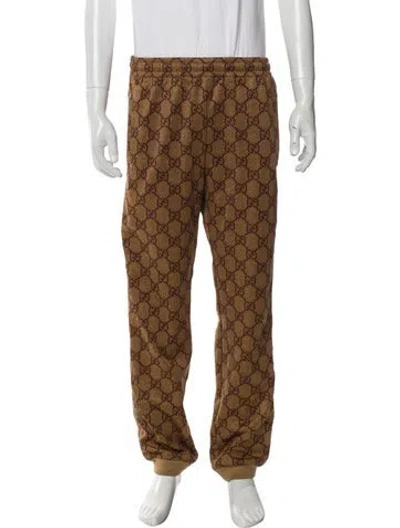 Pre-owned Gucci Gg Logo Joggers In Brown
