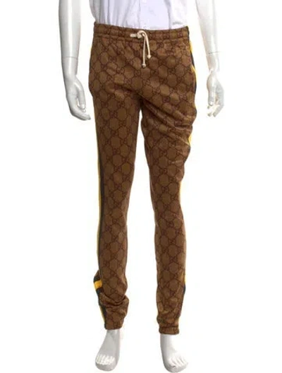 Pre-owned Gucci Gg Logo Joggers In Brown