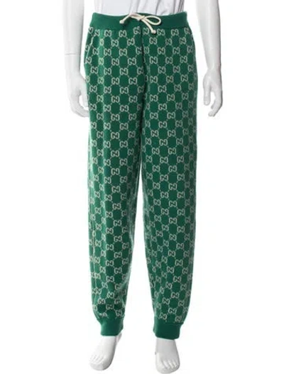 Pre-owned Gucci Gg Logo Joggers In Green