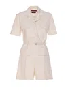 Gucci High Waist Belted Trousers With Patch Pockets In Beige