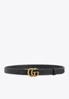 Gucci Gg Marmont Leather Belt With Shiny Buckle In Black