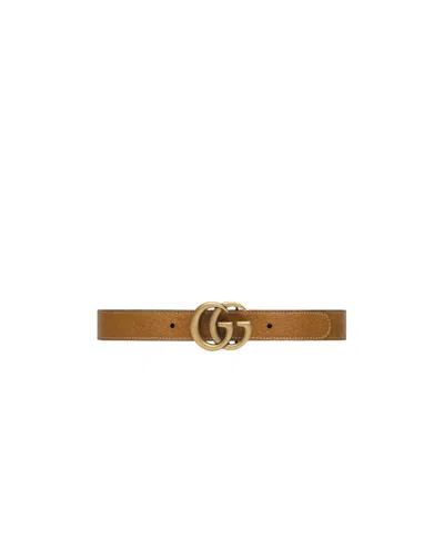 Gucci Gg-logo Leather Belt In Brown
