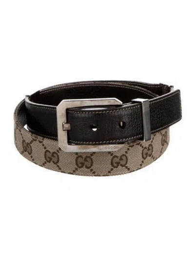 Pre-owned Gucci Gg Logo Leather Belt In Brown