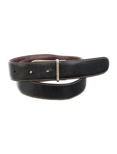 Pre-owned Gucci Gg Logo Leather Buckle In Brown