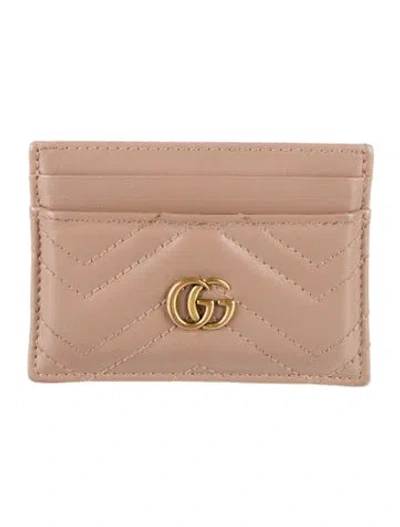 Pre-owned Gucci Gg Logo Leather Card Holder In Neutral
