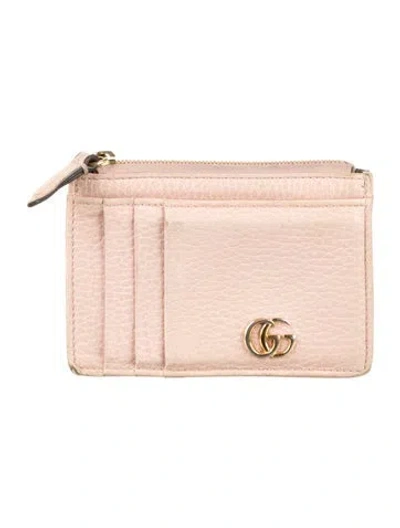 Pre-owned Gucci Gg Logo Leather Card Holder In Pink