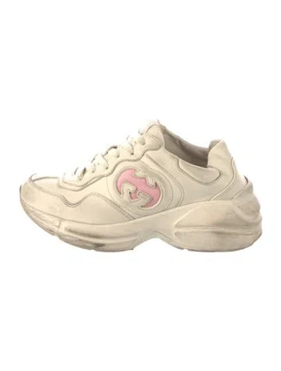 Pre-owned Gucci Gg Logo Leather Chunky Sneakers In Neutral