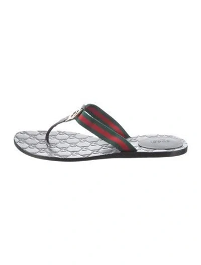 Pre-owned Gucci Gg Logo Leather Flip Flops In Multicolor