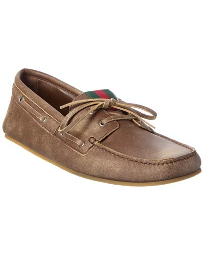 Gucci Gg Logo Leather Loafer In Animal Print