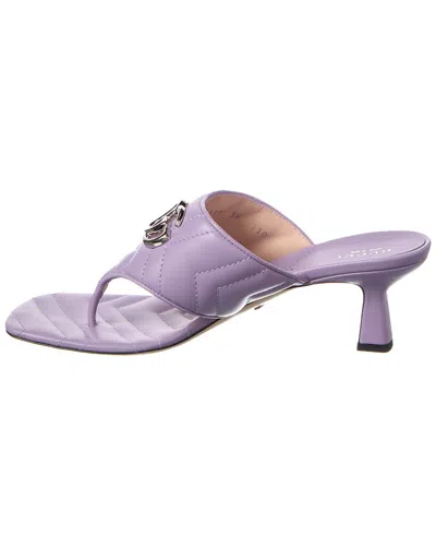 Gucci Gg Logo Leather Sandal In Purple