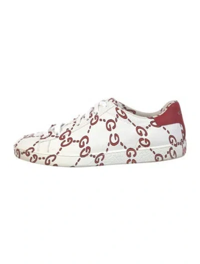 Pre-owned Gucci Gg Logo Leather Sneakers In Multi