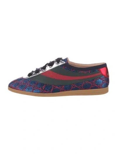 Pre-owned Gucci Gg Logo Leather Trim Embellishment Sneakers