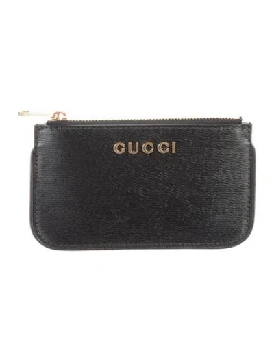 Pre-owned Gucci Gg Logo Leather Wallet In Black