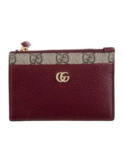 Pre-owned Gucci Gg Logo Leather Wallet In Burgundy