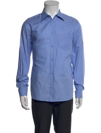 Pre-owned Gucci Gg Logo Long Sleeve Shirt In Blue
