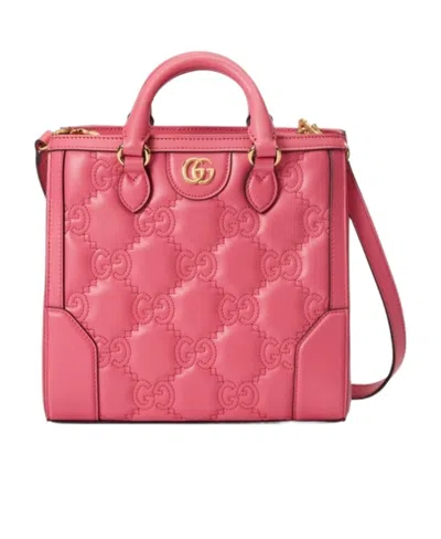 Gucci Gg Logo-matelassé Tote Bag In Red