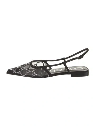 Pre-owned Gucci Gg Logo Mesh Flats In Black