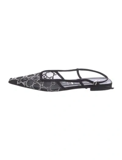 Pre-owned Gucci Gg Logo Mesh Flats In Black