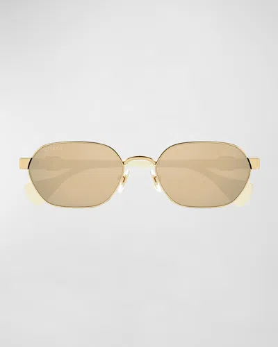 Gucci Metal Gg1593s Sunglasses In Gold Ivory Pink