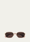Gucci Gg Logo Metal Cat-eye Sunglasses In Shiny Rose Gold