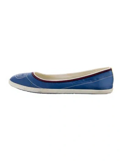 Pre-owned Gucci Gg Logo Nylon Ballet Flats In Blue