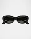 Gucci Gg Logo Oval Plastic Sunglasses In Black