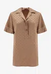 Gucci Beige Shirt With All-over Gg Motif In Satin Woman In Beige