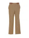 Gucci Tailored Pants With Distinctive Logo Pattern In Beige
