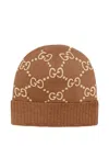 Gucci Gg Logo-pattern Beanie Hat In Brown