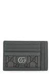 Gucci Gg Logo Plaque Card Holder In Gray