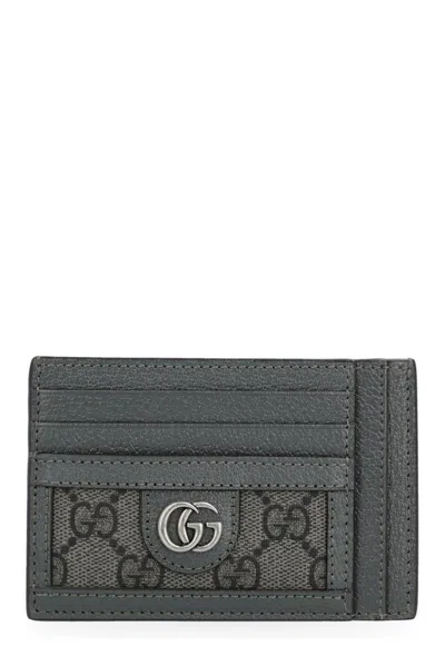 Gucci Gg Logo Plaque Card Holder In Gray