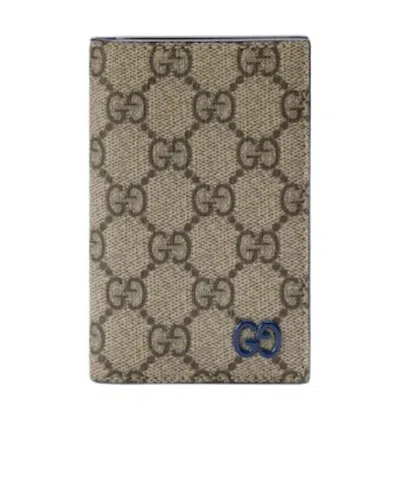 Gucci Gg Logo Plaque Monogrammed Cardholder In Nude