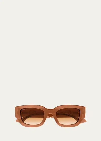 Gucci Gg Logo Plastic Butterfly Sunglasses In Brown