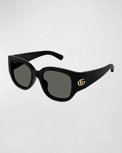 Gucci Gg Logo Plastic Cat-eye Sunglasses In Black