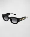 Gucci Gg Logo Plastic Rectangle Sunglasses In Black