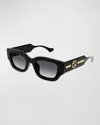 Gucci Gg Logo Plastic Rectangle Sunglasses In Pink