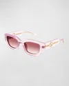 Gucci Gg Logo Plastic Rectangle Sunglasses In Pink