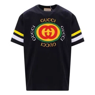 Gucci Gg Logo Print Cotton T-shirts 'black'