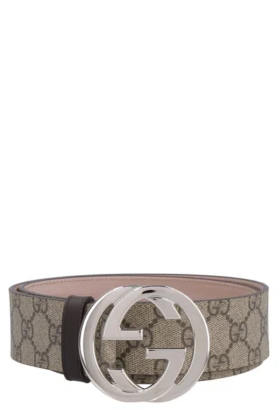 Gucci Gg Logo Print Fabric Belt With Silver-tone Metal Buckle - 6.5x6.5 Cm In Neutral