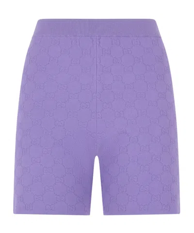 Gucci Gg Logo Print Shorts In Purple