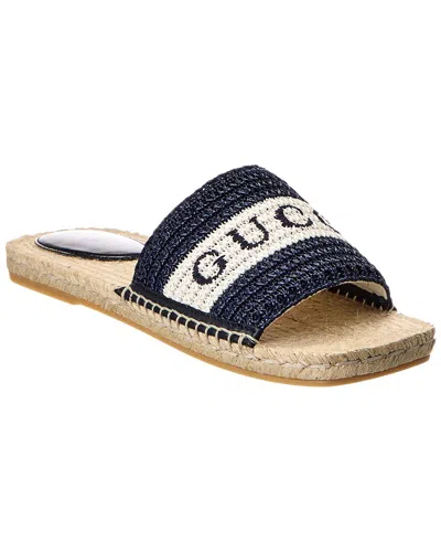 Gucci Gg Raffia Sandal In Blue