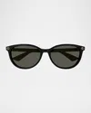 Gucci Gg Logo Round Acetate Sunglasses In Black